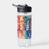 女性の顔 – 水色絵を描の ウォーターボトル (右面)