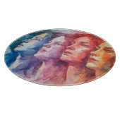 女性の顔 – 水色絵を描の カッティングボード (角)