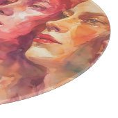 女性の顔 – 水色絵を描の カッティングボード (角)