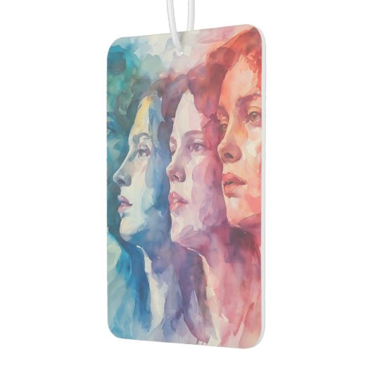 女性の顔 – 水色絵を描の カーエアーフレッシュナー (左)