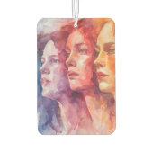 女性の顔 – 水色絵を描の カーエアーフレッシュナー (裏面)