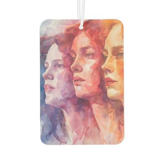 女性の顔 – 水色絵を描の カーエアーフレッシュナー (裏面)