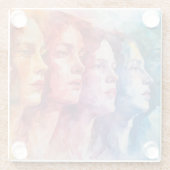 女性の顔 – 水色絵を描の ガラスコースター (裏面)