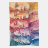 女性の顔 – 水色絵を描の キッチンタオル (縦)