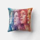 女性の顔 – 水色絵を描の クッション (裏面)