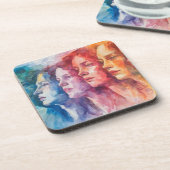 女性の顔 – 水色絵を描の コースター (左側)