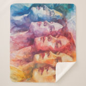 女性の顔 – 水色絵を描の シェルパブランケット (正面)