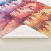 女性の顔 – 水色絵を描の シェルパブランケット (3/4)