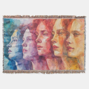 女性の顔 – 水色絵を描の スローブランケット