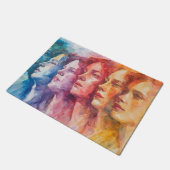 女性の顔 – 水色絵を描の ドアマット (アングル)