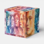 女性の顔 – 水色絵を描の フェイバーボックス (裏面サイド)