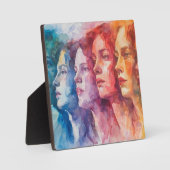 女性の顔 – 水色絵を描の フォトプラーク (正面)