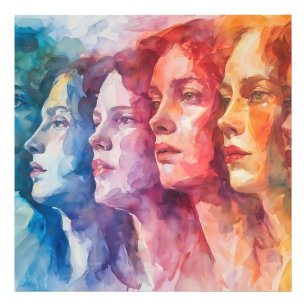 女性の顔 – 水色絵を描の フォトプリント           