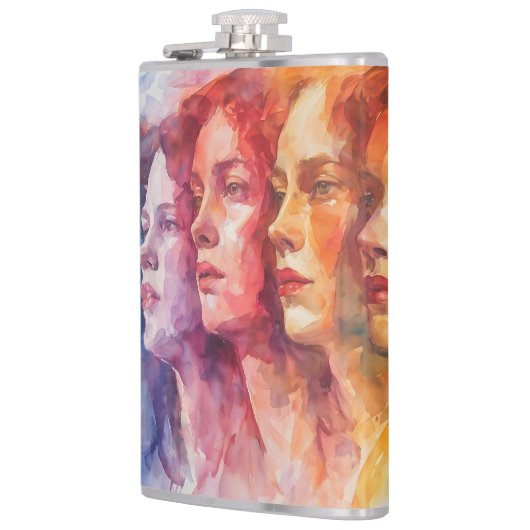 女性の顔 – 水色絵を描の フラスク (左)