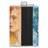 女性の顔 – 水色絵を描の フラスク (裏面)