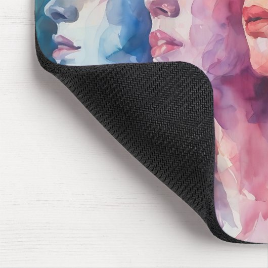 女性の顔 – 水色絵を描の マウスパッド (コーナー)