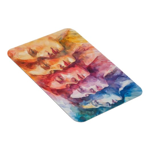 女性の顔 – 水色絵を描の マグネット (右側)