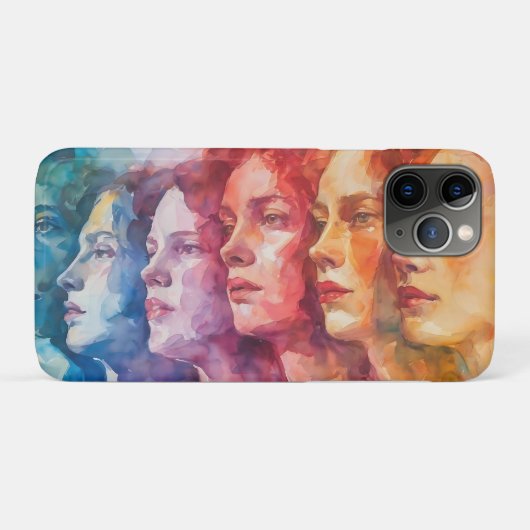 女性の顔 – 水色絵を描の Case-Mate iPhoneケース (裏面(横))