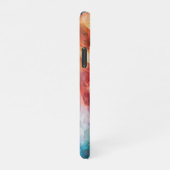 女性の顔 – 水色絵を描の iPhoneケース (右側)