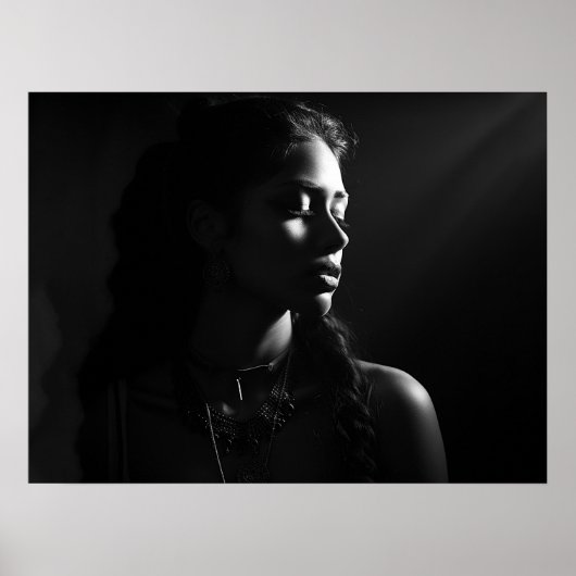 女性の顔B&W写真のシルエット ポスター (正面)