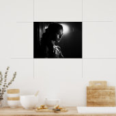 女性の顔B&W写真のシルエット ポスター (キッチン)