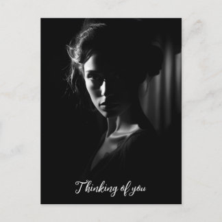 女性の顔B&W写真のシルエット ポストカード