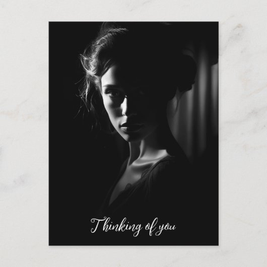 女性の顔B&W写真のシルエット ポストカード (正面)