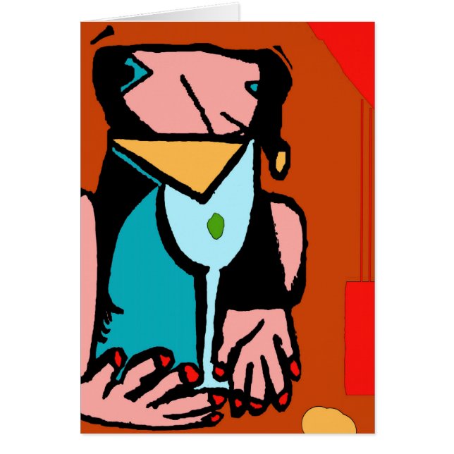 女性の飲酒抽象芸術キュービズム (正面)