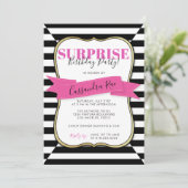 女性の驚きの誕生日のパーティの招待状 招待状 (スタンド正面)