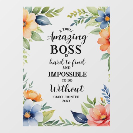 女性の驚くべきボス最高の、感謝していボスの徴候 ウィンドウサイン (シート)