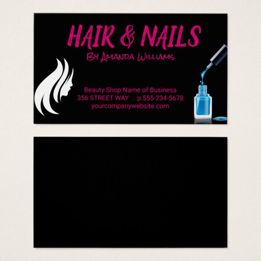 女性の髪と爪、 ネイル (正面&裏面)