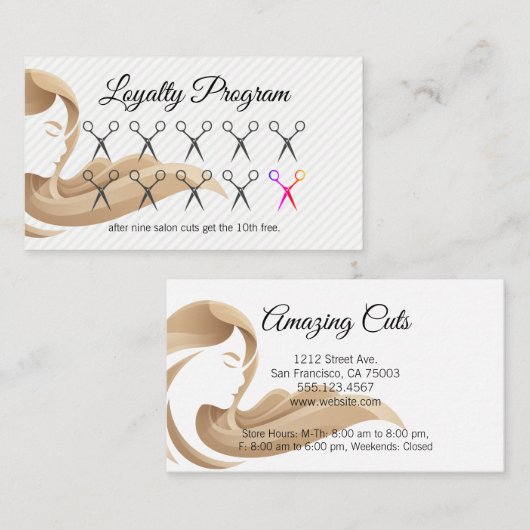 女性の髪 サロンはさみ |ロイヤリティ ロイヤリティカード (正面/裏面)