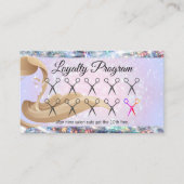 女性の髪 |ハサミのパンチカード |グリッター《写真》ぼけ味 ロイヤリティカード (正面)