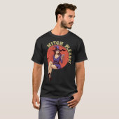 女性の魔女お願いハットハロウィーングラフィックティー Tシャツ (正面フル)