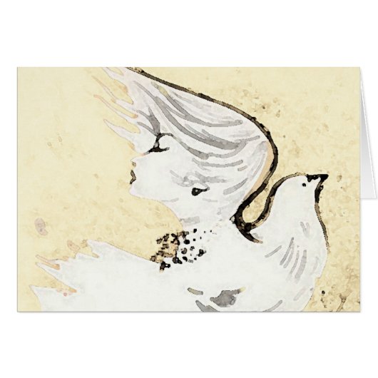 女性の鳩~カード/招待状 (正面横)