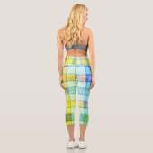 女性の黄色、青、緑のギンガムカプリレギンス カプリレギンス (裏面)