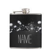 女性の黒いきらめく白いダイヤモンド フラスク (正面)