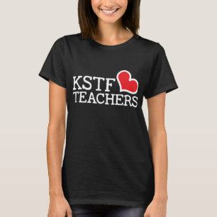 女性の黒い基本的なTシャツ- KSTFのハート: 中心 Tシャツ