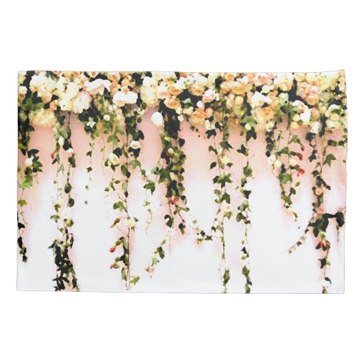 女性の10代のな女の子のボヘミアのモモのばら色の花柄 枕カバー (裏面)