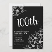 女性の100歳の誕生日パーティー 招待状 (正面)