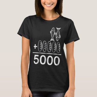 女性の2匹の魚と5つのパン イエスの5000人への食事 キリスト教 Tシャツ