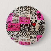 女性の3月は続きます、Pin (3"円形) 缶バッジ (正面)