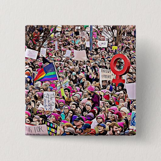 女性の3月ボタンのLGBT及び虹の印 缶バッジ (正面)