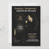 女性の30歳の誕生日ゴシック様式のガラスの死と私の20代 招待状 (正面)