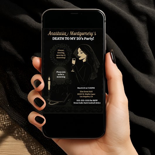 女性の30歳の誕生日ゴシック様式のガラスの死と私の20代 招待状