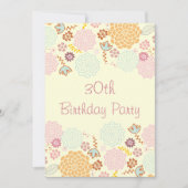 女性の30歳の誕生日ファンシーフローラ 招待状 (正面)