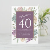 女性の40歳の誕生日フローラサプライズパーティー 招待状 (スタンド正面)