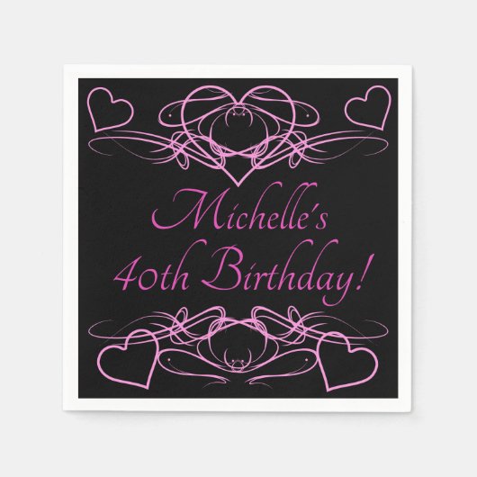 女性の40歳の誕生日 スタンダードカクテルナプキン (正面)