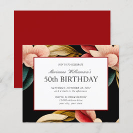女性の50歳の誕生日をお祝いするビンテージ調フラワーデザイン