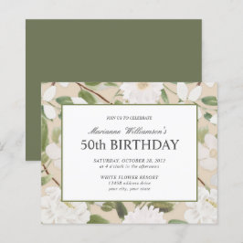 女性の50歳の誕生日 白い花 エボリー